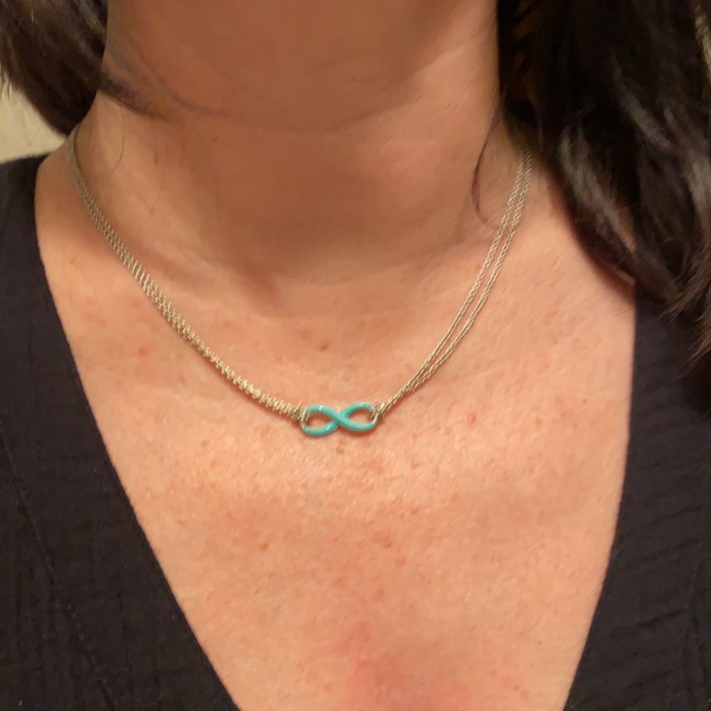 Rare Tiffany infinity blue enamel necklace Retired HTF